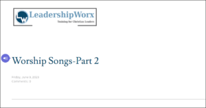 LeadershipWorx June 2023 Song Choice